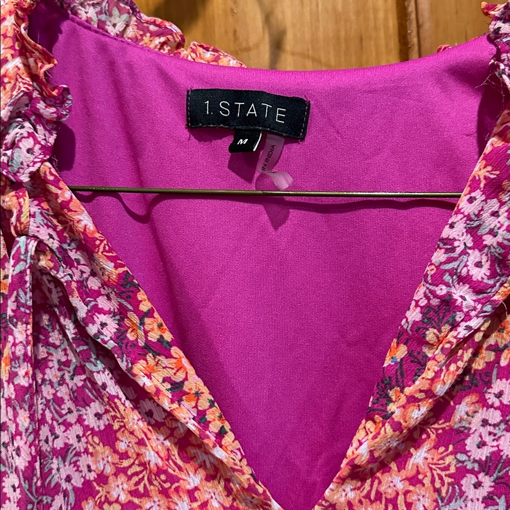 1. State Women’s Magenta Orange Floral Dress Size M - Picture 3 of 5